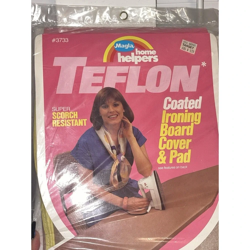 Vintage 1985 Retro Magla Dusty Rose Ironing Board Cover & Pad Teflon New Sealed